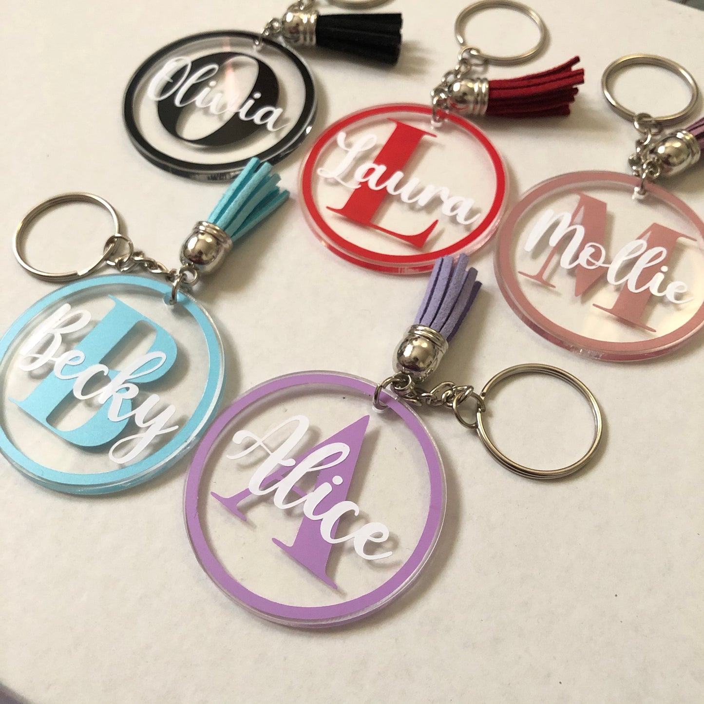 Personalised Circle monogram keyring