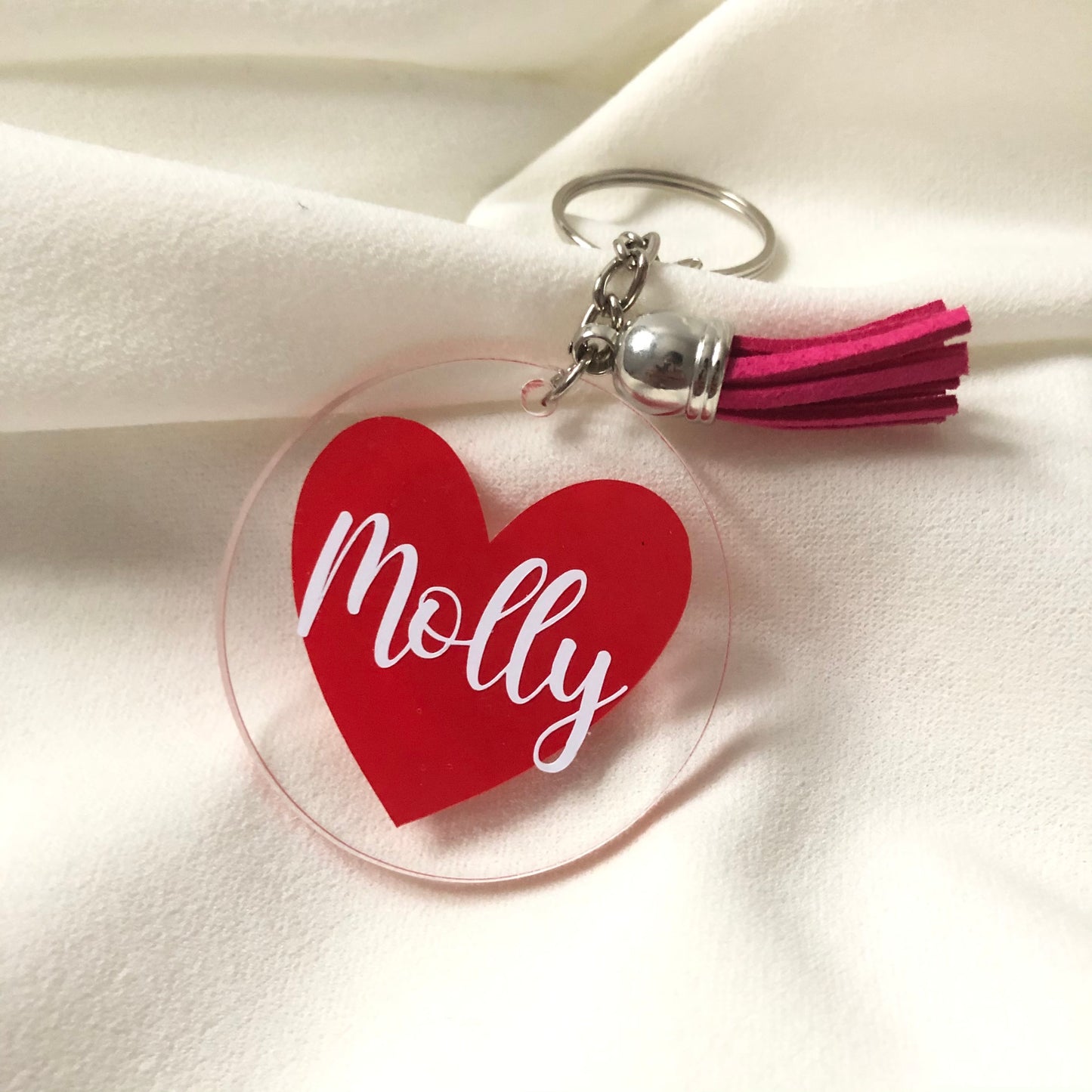 Personalised heart keyring