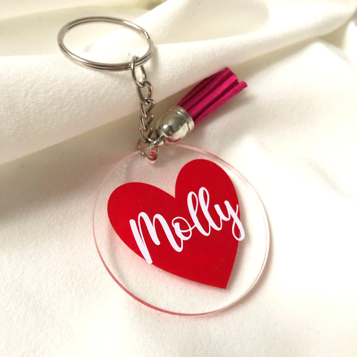 Personalised heart keyring