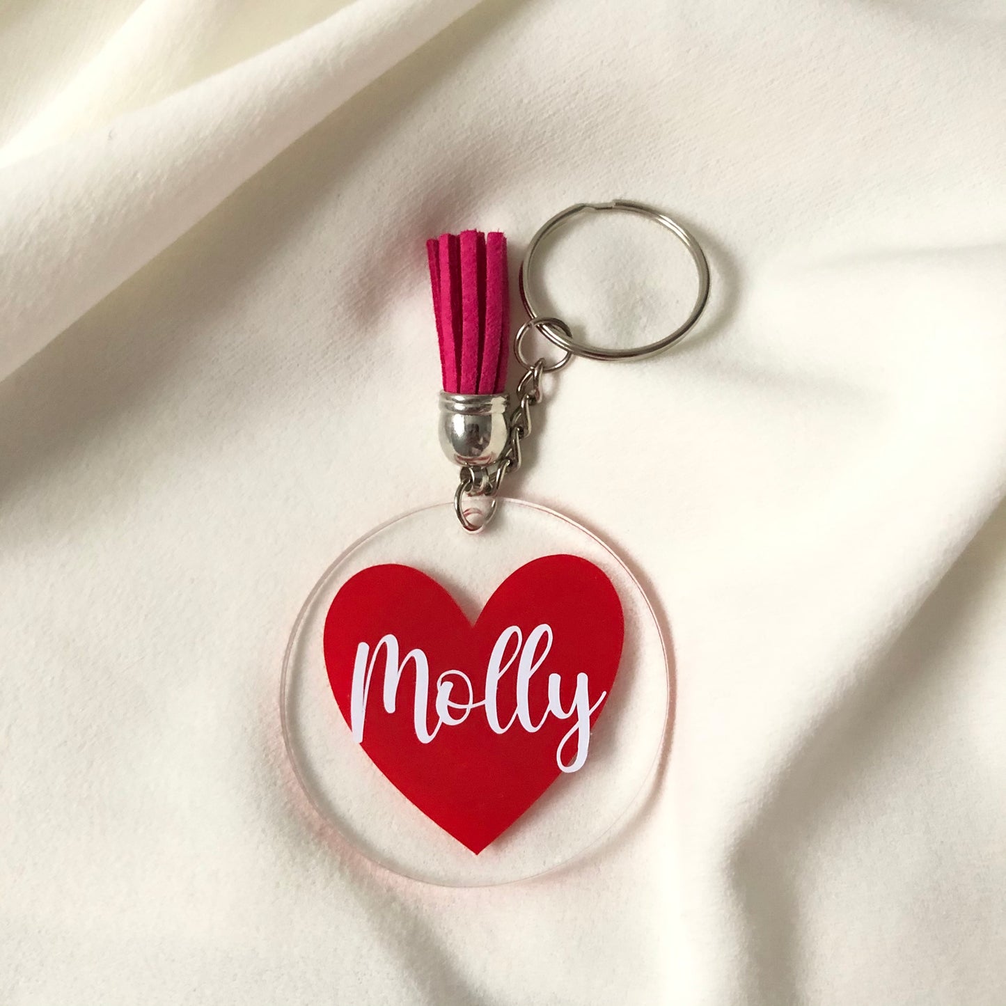 Personalised heart keyring